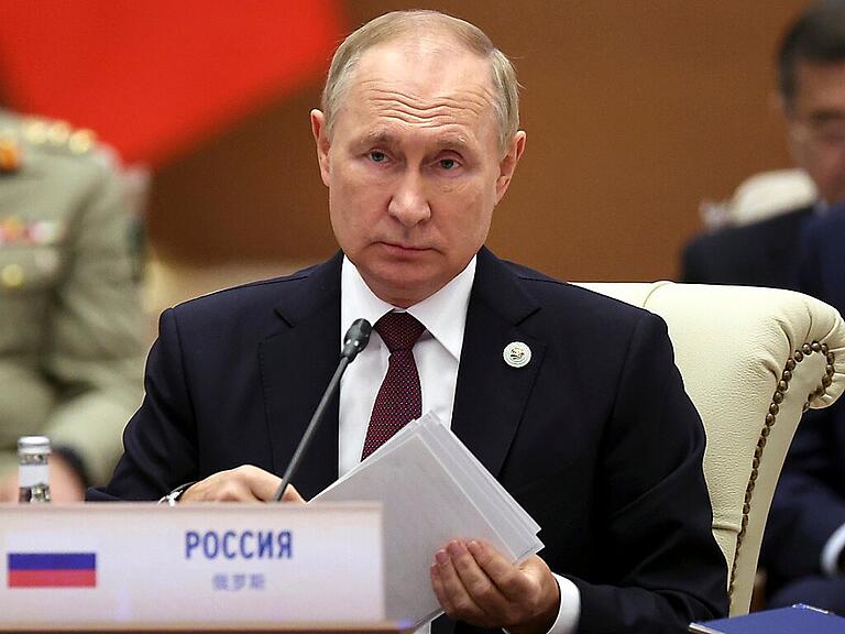 Dieses von der staatlichen russischen Nachrichtenagentur Sputnik via AP veröffentlichte Foto zeigt Wladimir Putin, Präsident von Russland, beim Gipfel der Shanghaier Organisation für Zusammenarbeit (SCO). Foto: Sergei Bobylev/Pool Sputnik Kremlin/AP/dpa