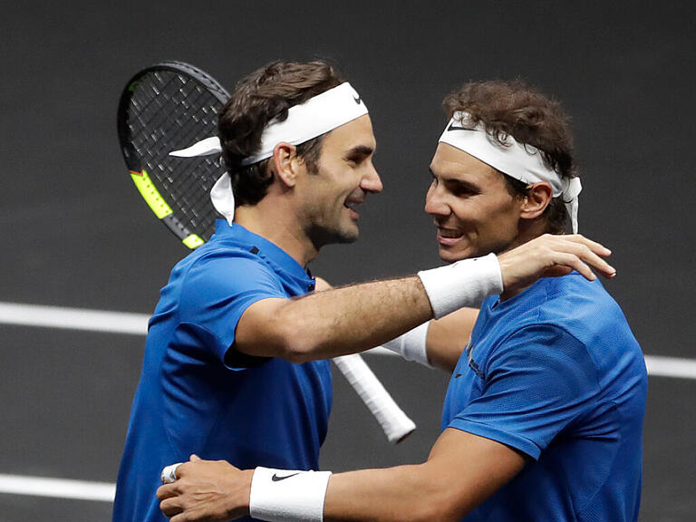 Bereits einmal, beim ersten Laver Cup 2017 in Prag, spielten Roger Federer (li.) und Rafael Nadal zusammen Doppel