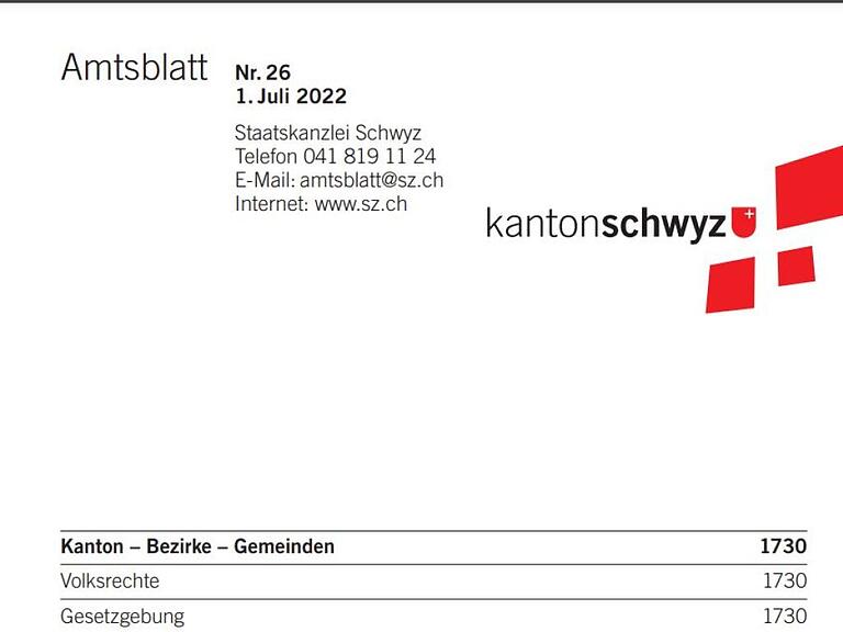 Das Schwyzer Amtsblatt soll künftig online erscheinen.