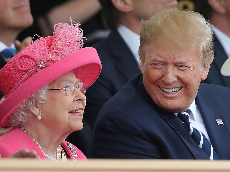 FILED - Queen Elizabeth II and US President Donald Trump attend the commemorations for the 75th Anniversary of the D-Day landings at Southsea Common in Portsmouth. Photo: Andrew Matthews/PA Wire/dpa