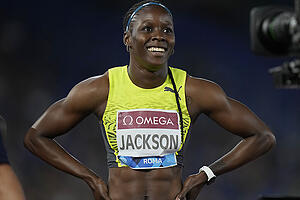 Shericka Jackson hat gut lachen. Über 200 m ist sie die drittschnellste Frau der Welt